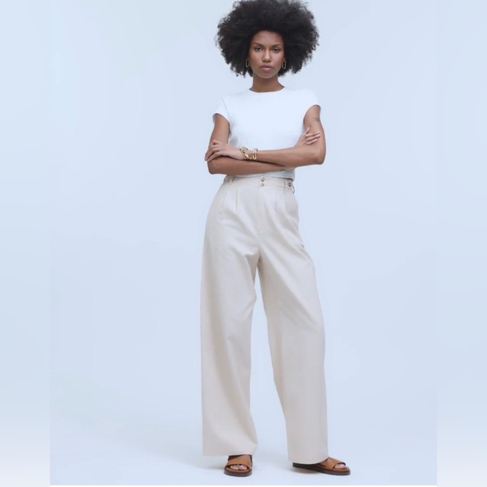 Madewell The Harlow Wide-Leg Pant, Size 8, khaki